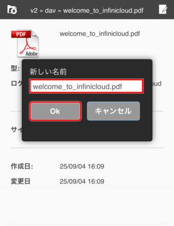 OKボタンをタップ
