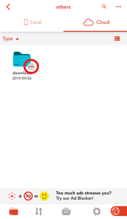 ファイル・フォルダーのメニューアイコンをタップ