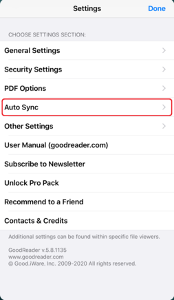 「Auto Sync」をタップ