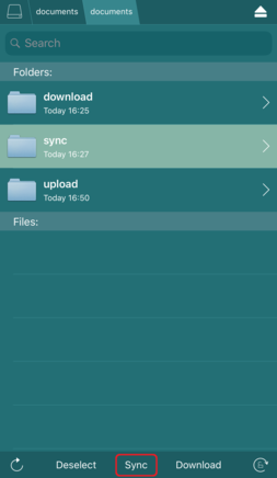 アイテムを選択して「Sync」をタップ
