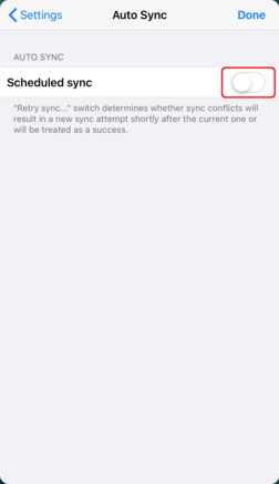 「Scheduled sync」をタップ
