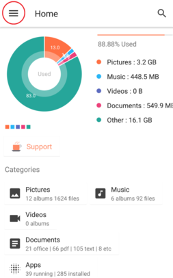 メニューアイコンをタップ